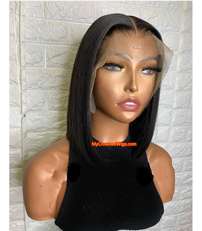 Brazilian virgin human hair Straight bob 360 wigs with pre plucked hairline