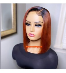 Only 1 piece---Ombre Color Bob Wig Side Part lace front wig 【OC001】