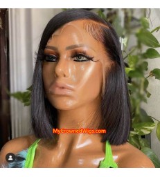 Side Parting Bob 13x6 Lace Frontal Wig 150% Density Pre Plucked Bleached Knots 【LF222】